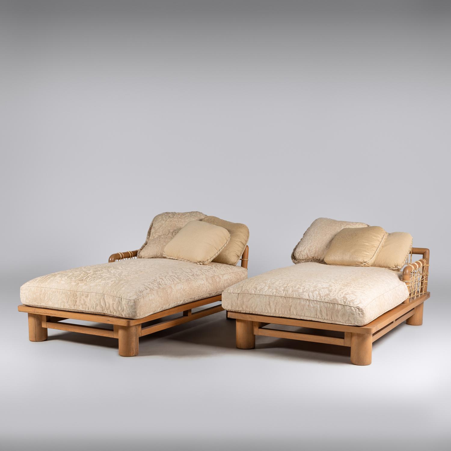 Two one-armed Dowelwood chaises