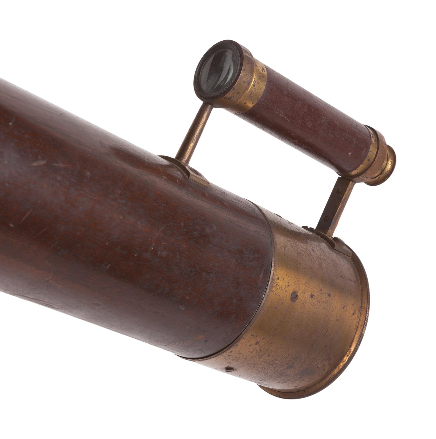 H.G. Fitz 4 1/8 inch telescope and tripod. Length of body tube 53 in. 19th century.