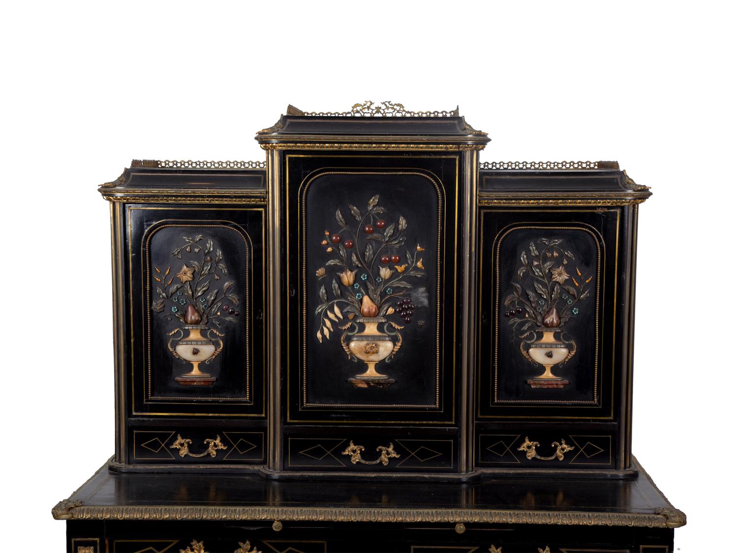 A Napoleon III Style Hardstone Inset and Gilt Bronze Mounted Bonheur du Jour — EARLY 20TH CENTURY