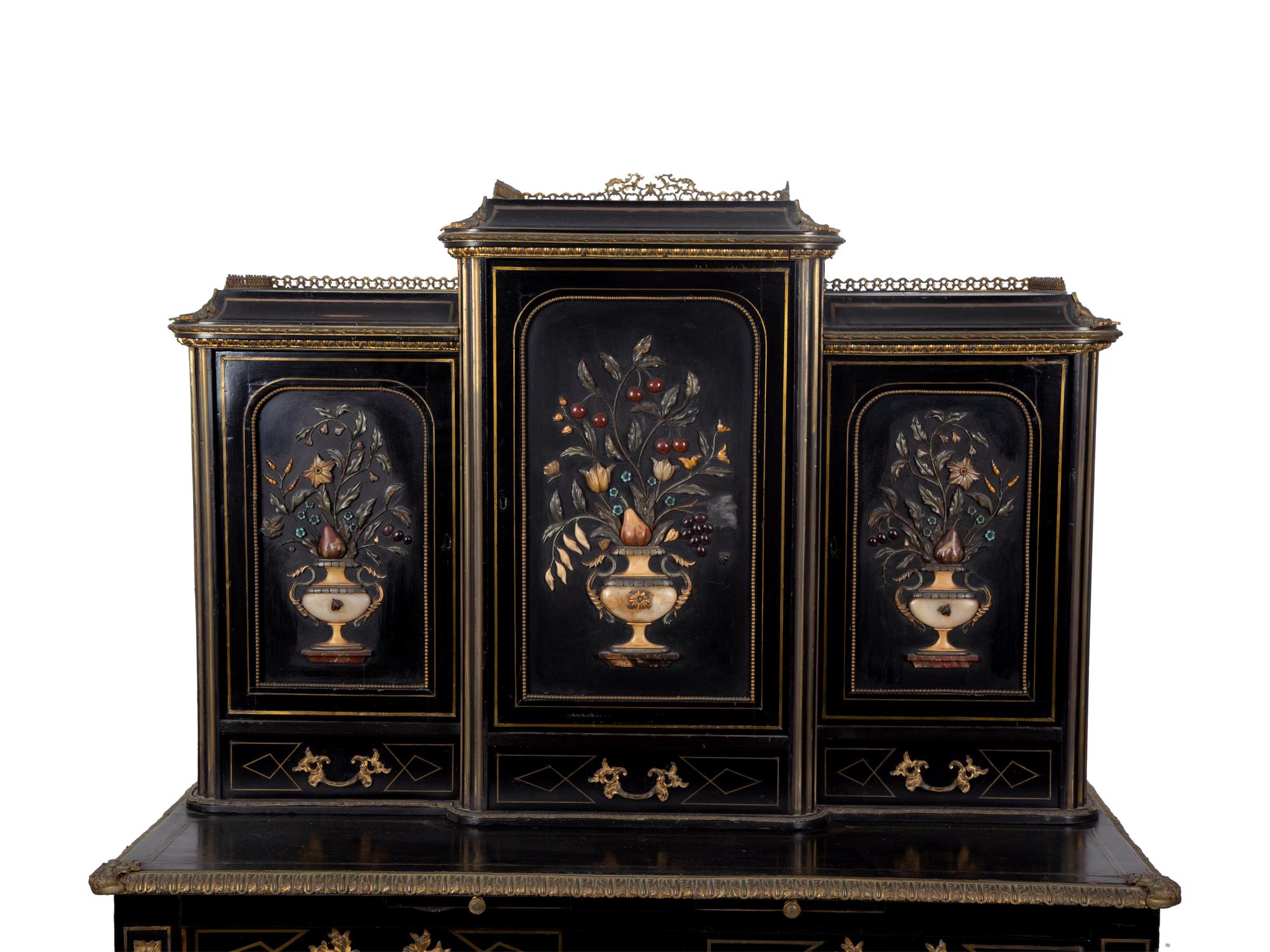 A Napoleon III Style Hardstone Inset and Gilt Bronze Mounted Bonheur du Jour — EARLY 20TH CENTURY
