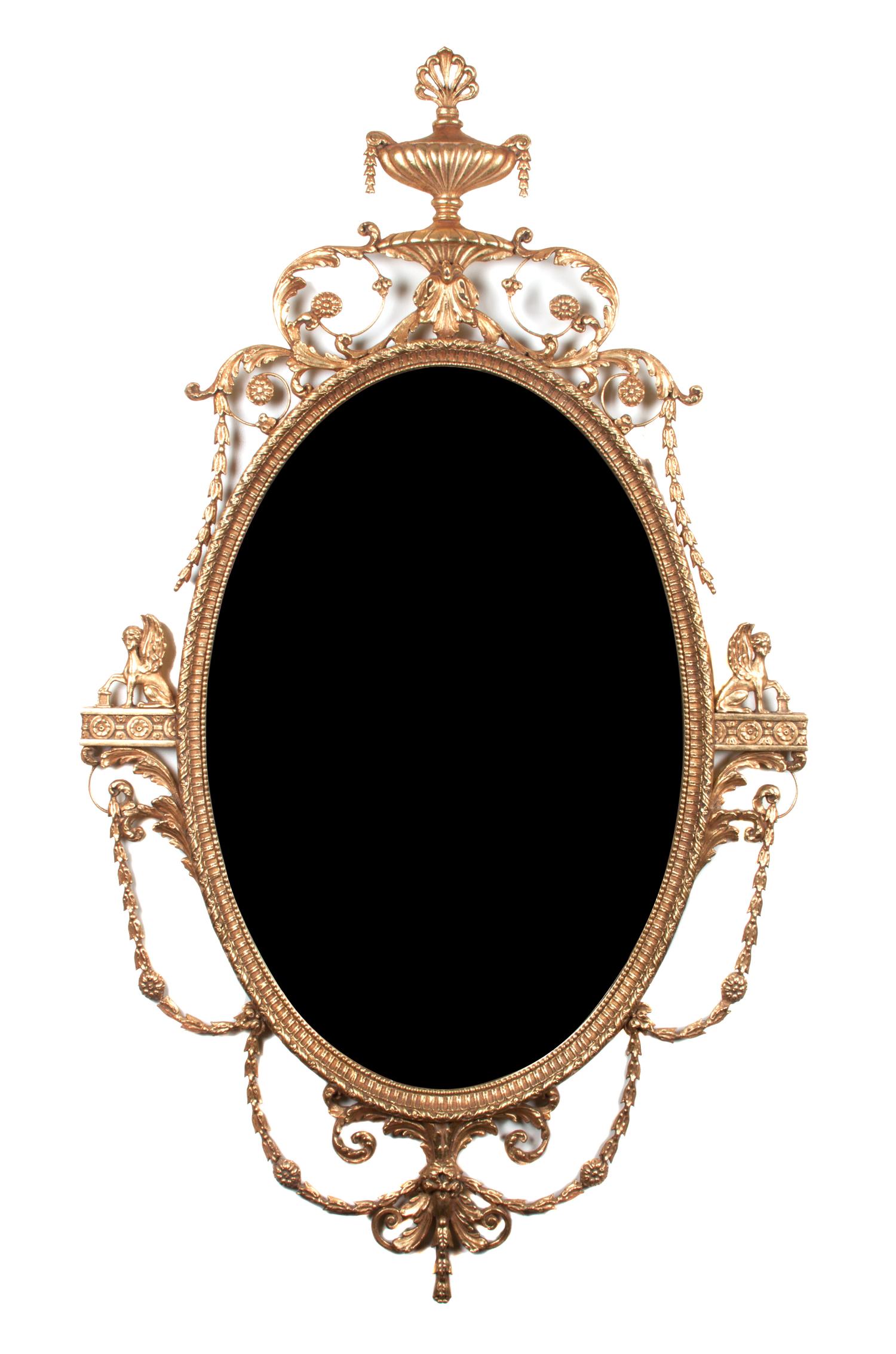 A Pair of Italian Gilt Gesso Oval Mantel Mirrors 63 x 36 inches. — SECOND HALF 20TH CENTURY