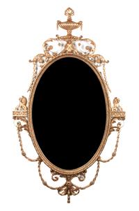 A Pair of Italian Gilt Gesso Oval Mantel Mirrors 63 x 36 inches. — SECOND HALF 20TH CENTURY