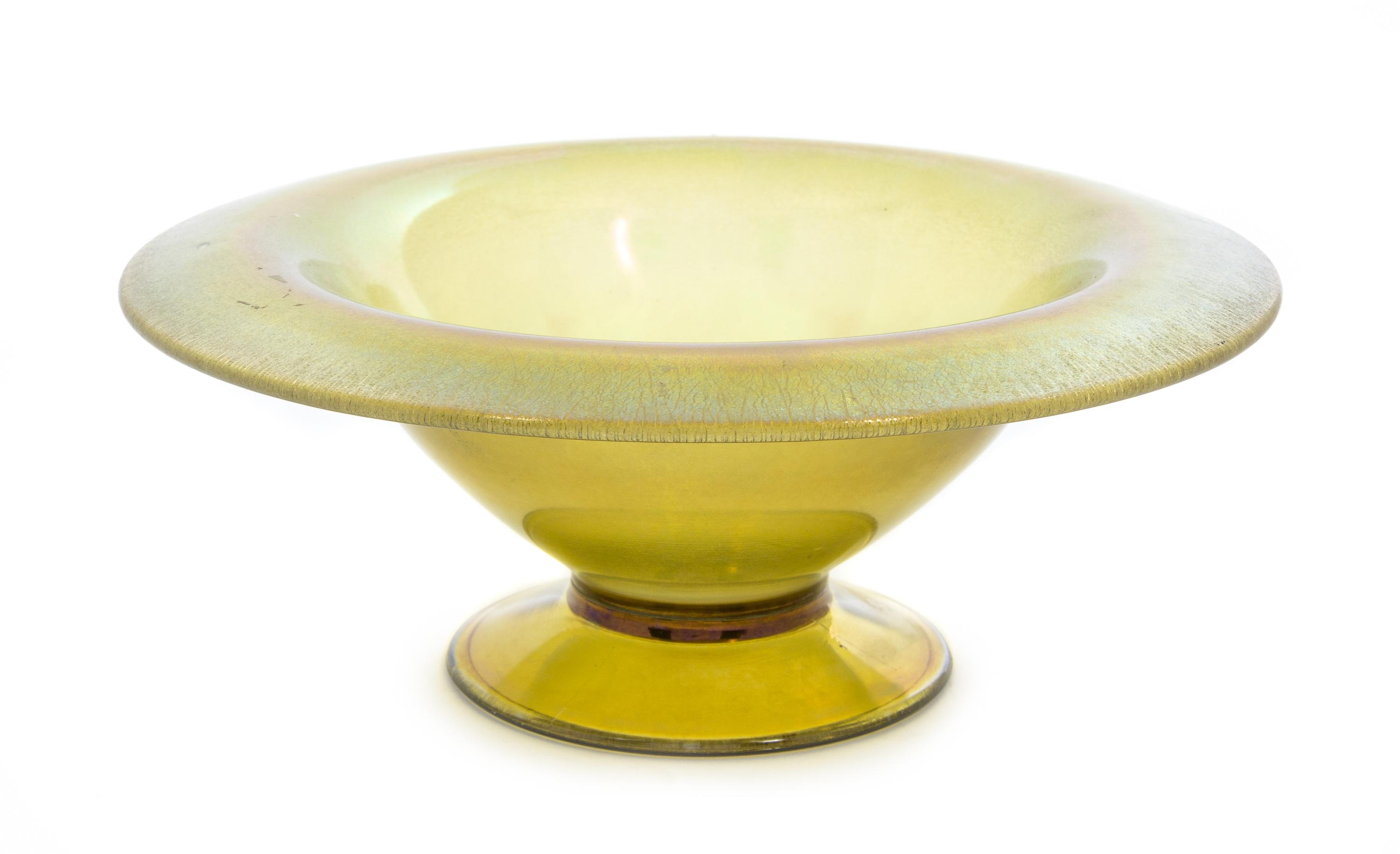 An Iridescent Glass Bowl Diameter 10 3/8 inches.