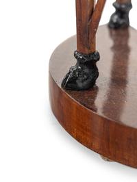 A Pair of Italian Neoclassical Part-Ebonized Walnut Demilune Tables