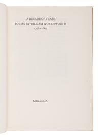 [FINE PRESS -- DOVES PRESS & BINDERY]. WORDSWORTH, William (1770-1850). A Decade of Years . Hammersmith: Doves Press, 1911.