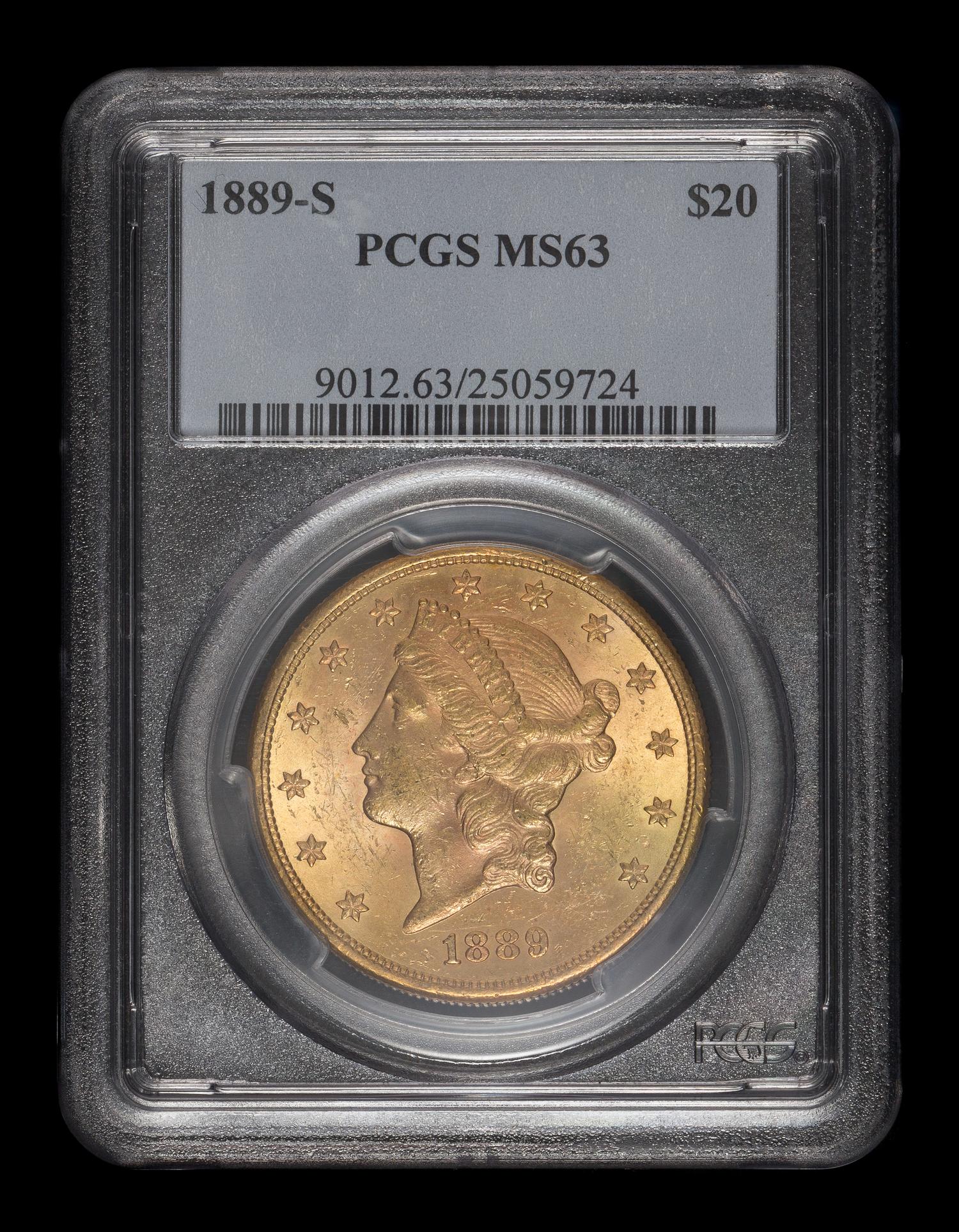 A United States 1889-S Liberty Head $20 Gold Coin