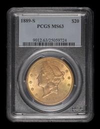 A United States 1889-S Liberty Head $20 Gold Coin