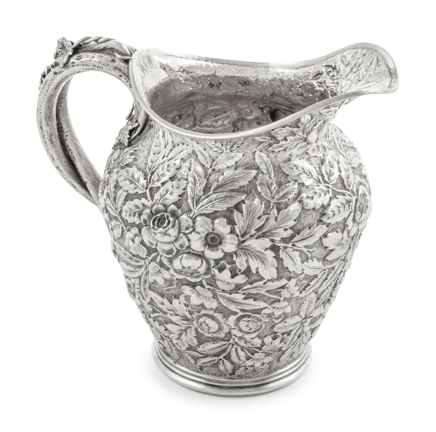 An American Silver Repousse Pitcher