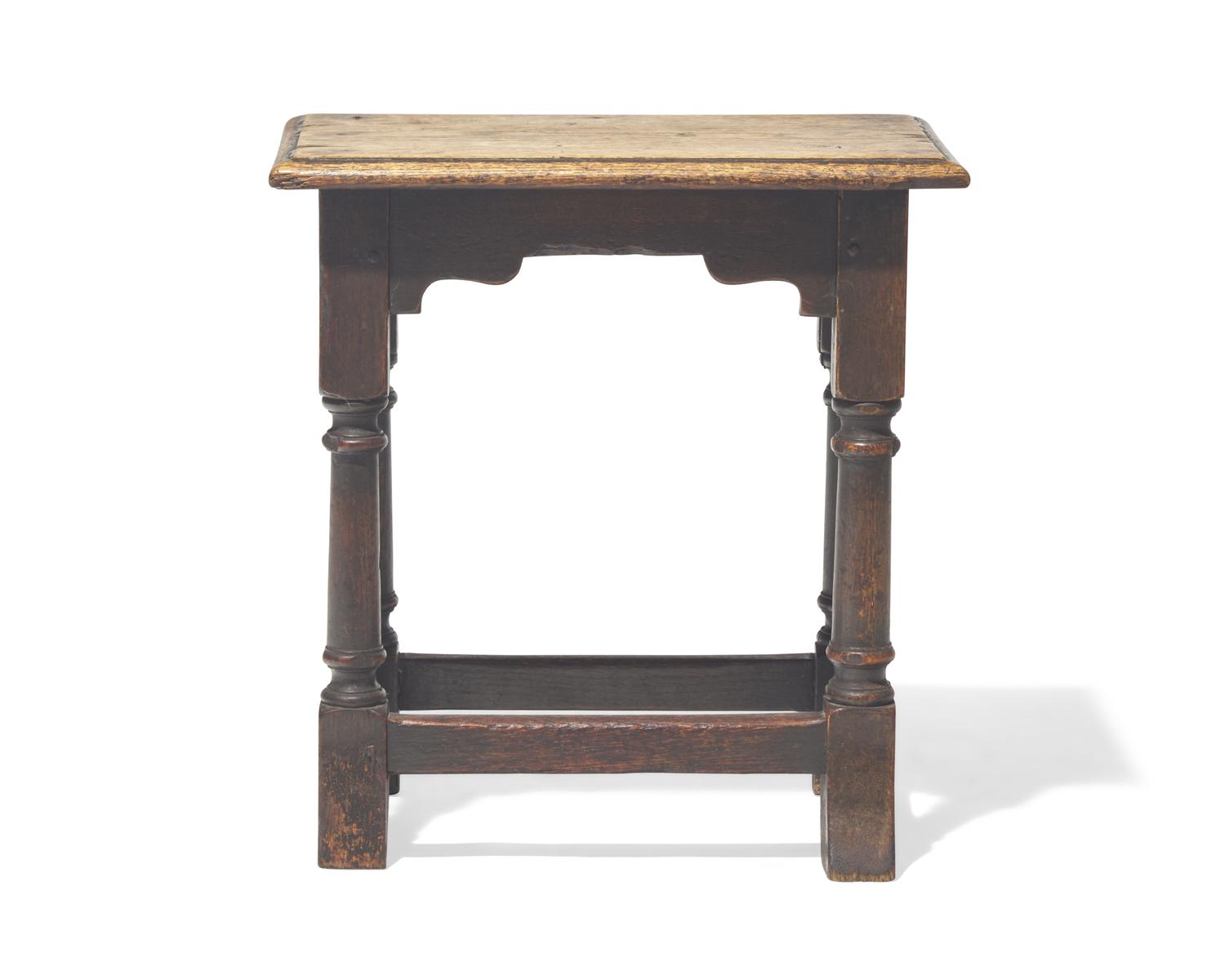 A William & Mary carved oak stool, 17th / 18th century