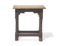 A William & Mary carved oak stool, 17th / 18th century
