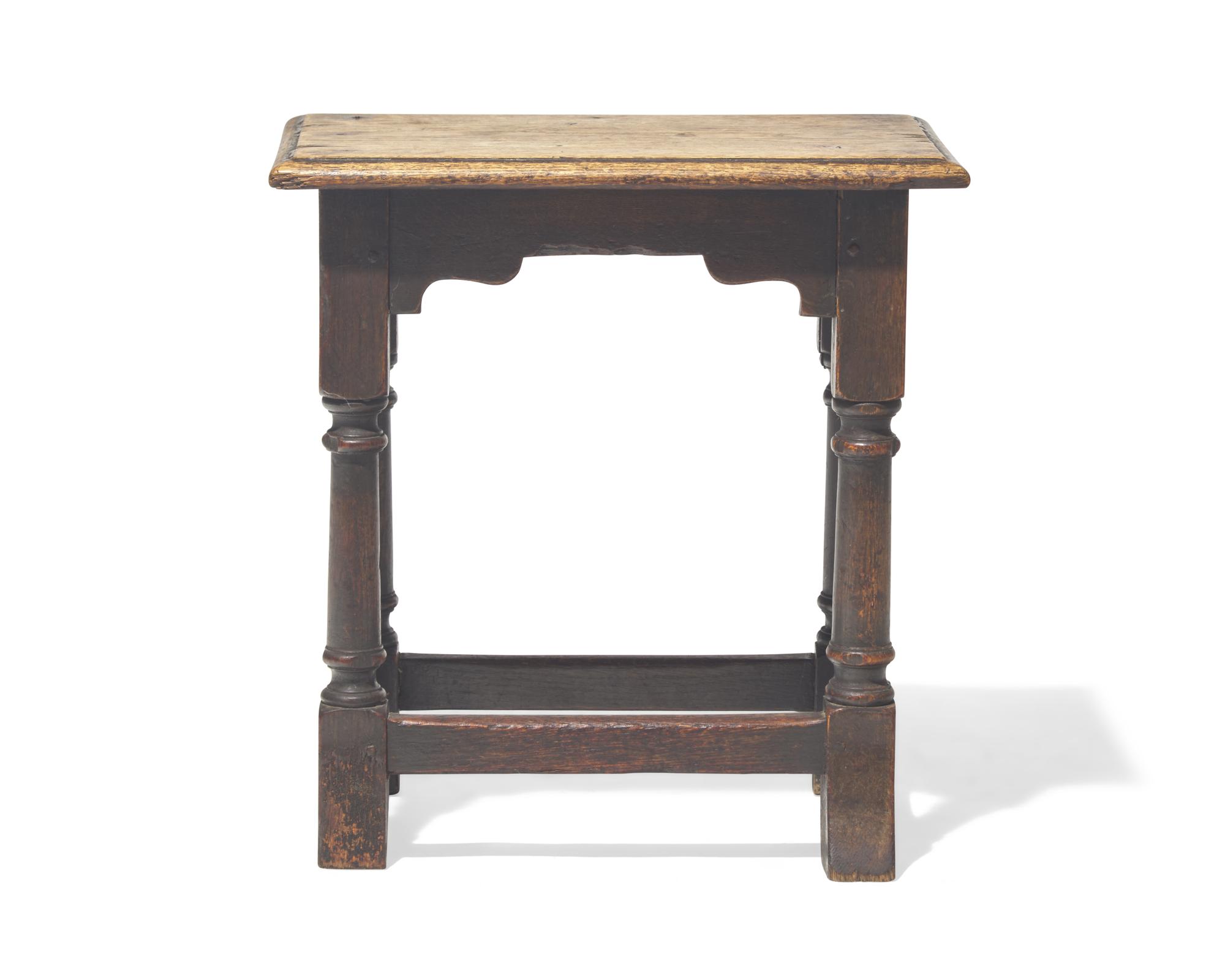 A William & Mary carved oak stool, 17th / 18th century