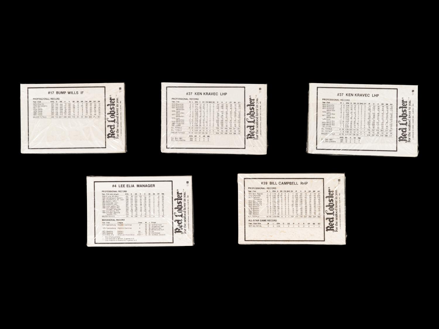 A Group of Five 1982 Chicago Cubs Red Lobster Factory Sealed Team Sets (Ryne Sandberg Rookie)