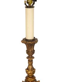 A Pair of Italian Baroque Style Pricket Sticks Mounted as Lamps