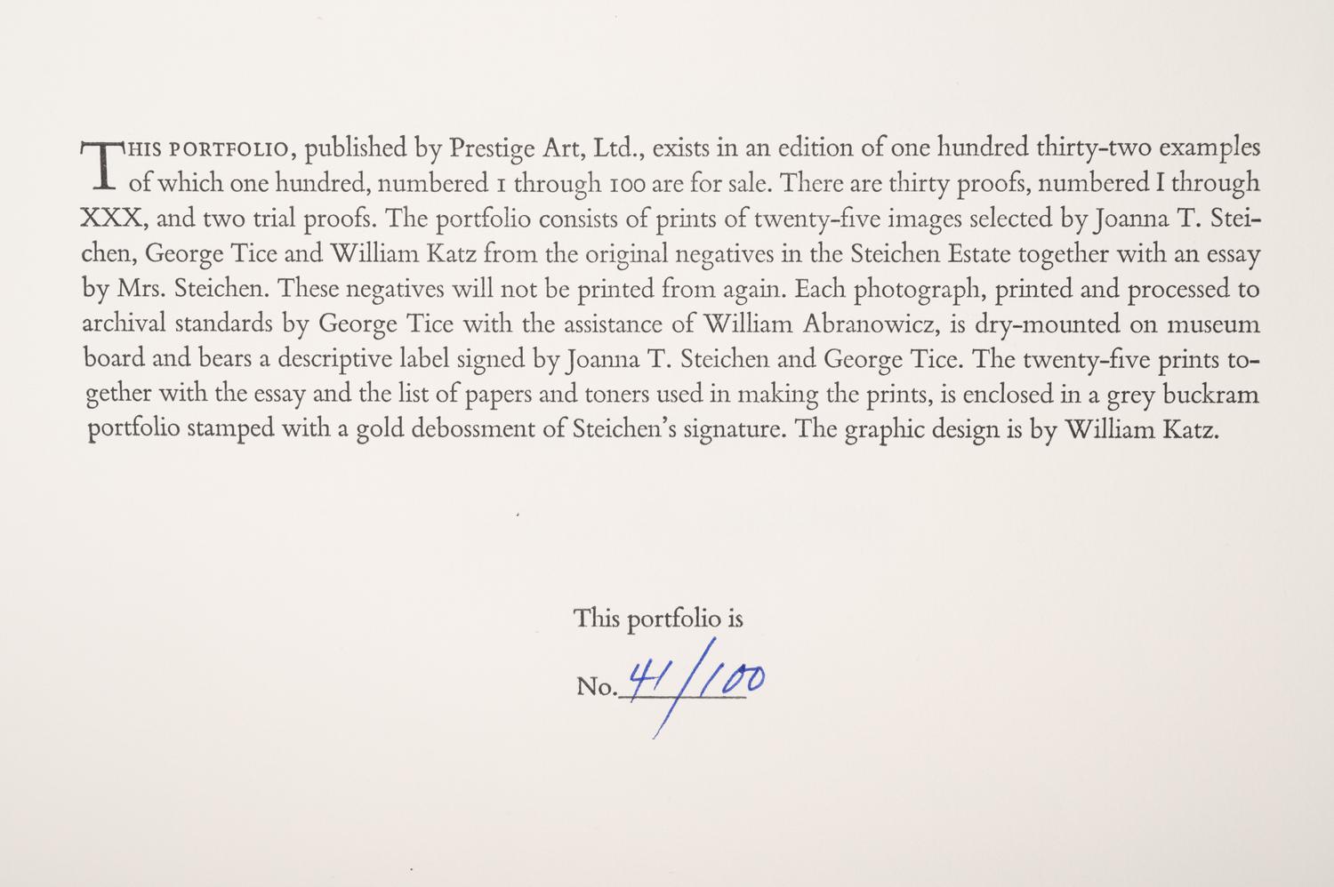 A group of twenty-one photographs (from Twenty-five Photographs printed by George Tice with labels signed by George Tice and Joanna Steichen)