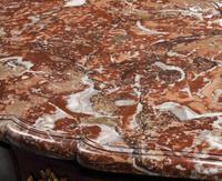 A Louis XV Gilt Bronze Mounted Marquetry Marble-Top Commode