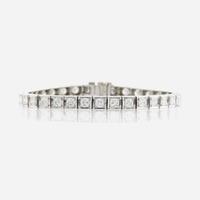 A diamond and platinum line bracelet