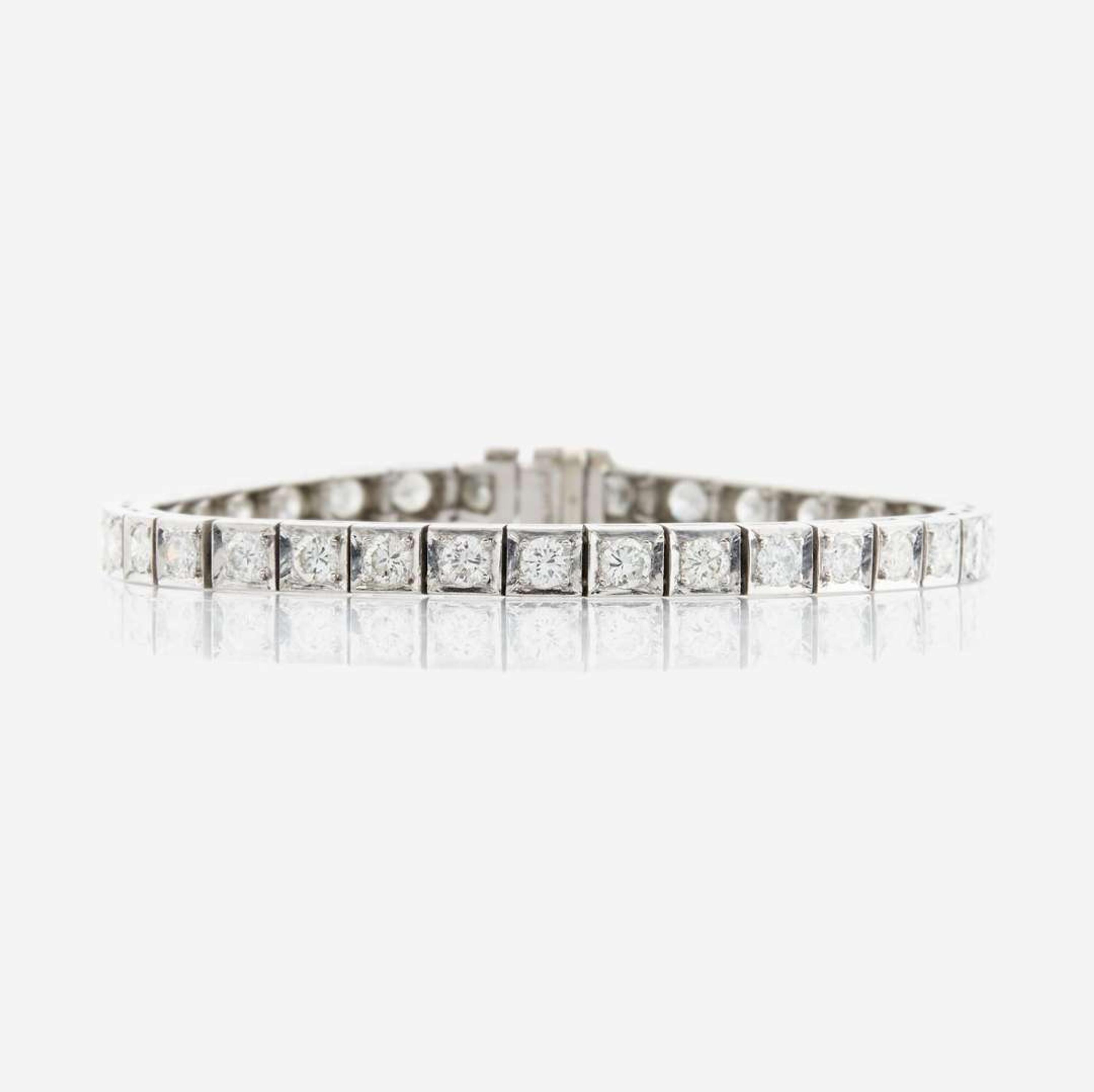 A diamond and platinum line bracelet