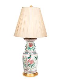 A Chinese Export Famille Rose Porcelain Vase Mounted as a Lamp
