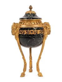 A Continental Gilt Bronze Mounted Marble Cassolette