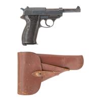 **ac42 Code P38 Pistol in Modern Display Case with Period Holster and Two Magazines