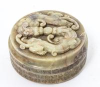 A Hardstone Seal Box Diameter 3 3/4 inches.