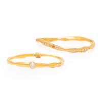 Two Diamond and Yellow Gold Bangle Bracelets