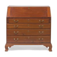 A Chippendale Shell-Carved Mahogany Slant-Front Desk