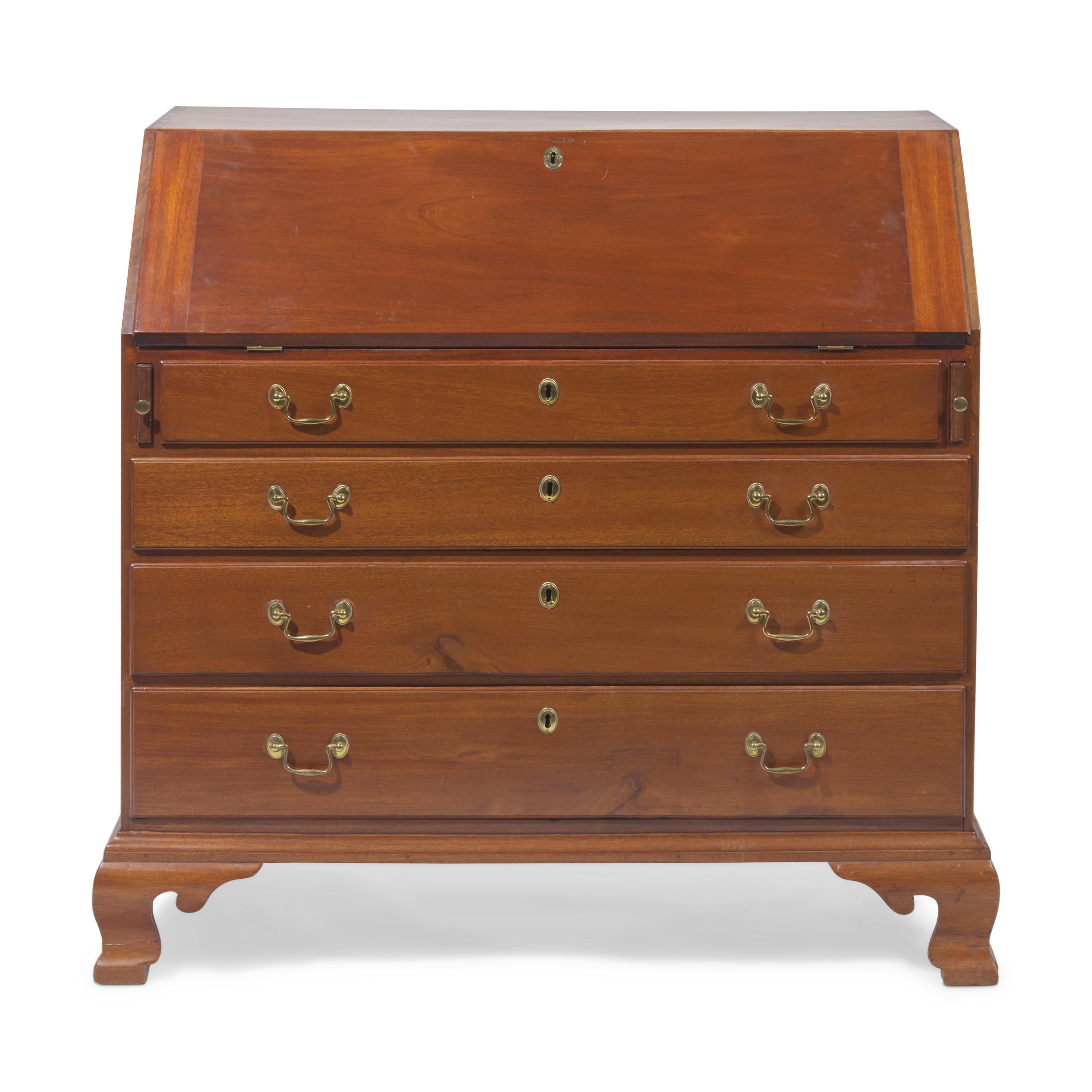 A Chippendale Shell-Carved Mahogany Slant-Front Desk