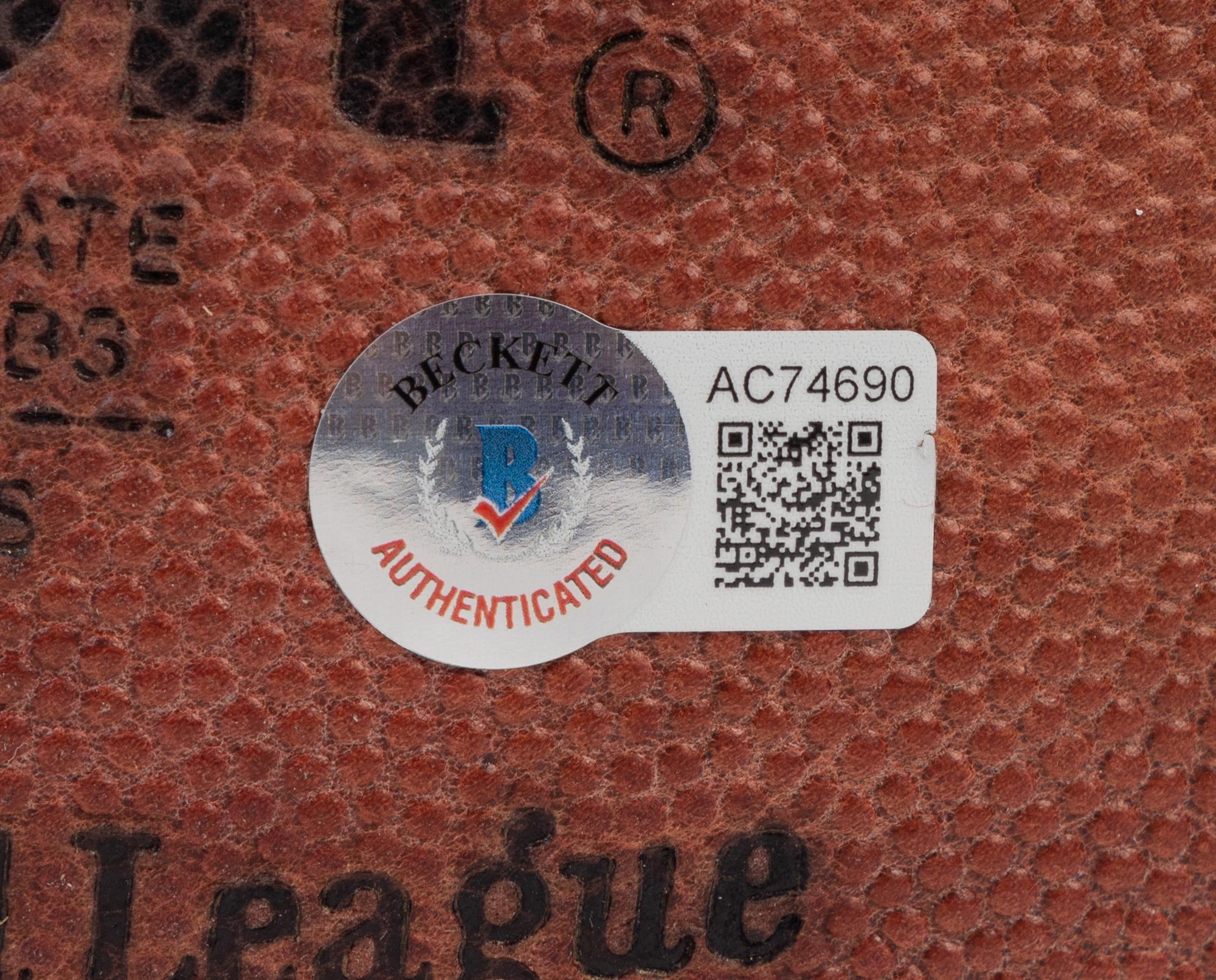 A Football Hall of Fame Legendary Running Backs Signed Autograph Football Featuring Walter Payton, Jim Brown and Gale Sayers (Beckett Authentication Services Letter)