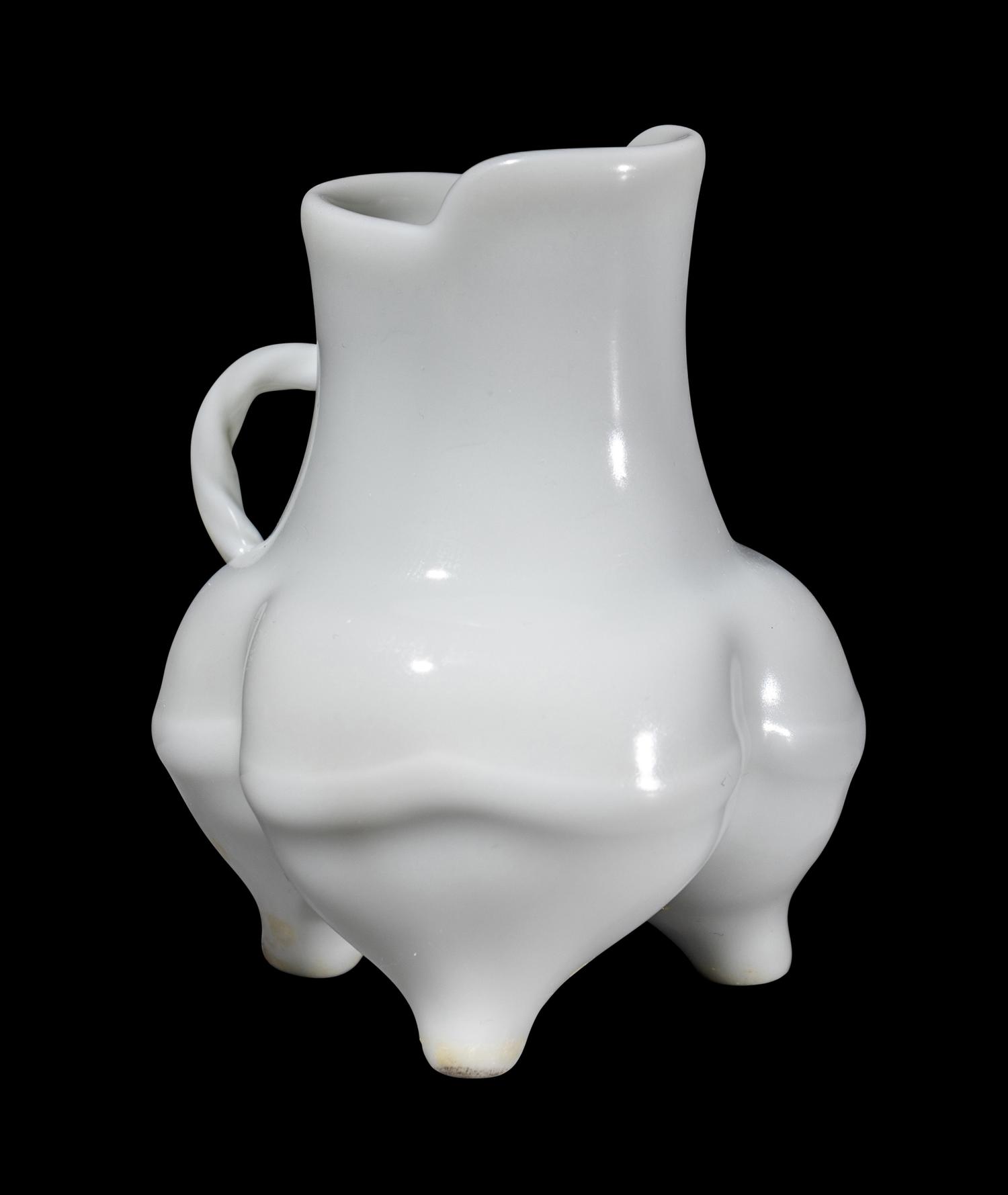 A Miniature Chinese White Glazed Porcelain Li Vessel