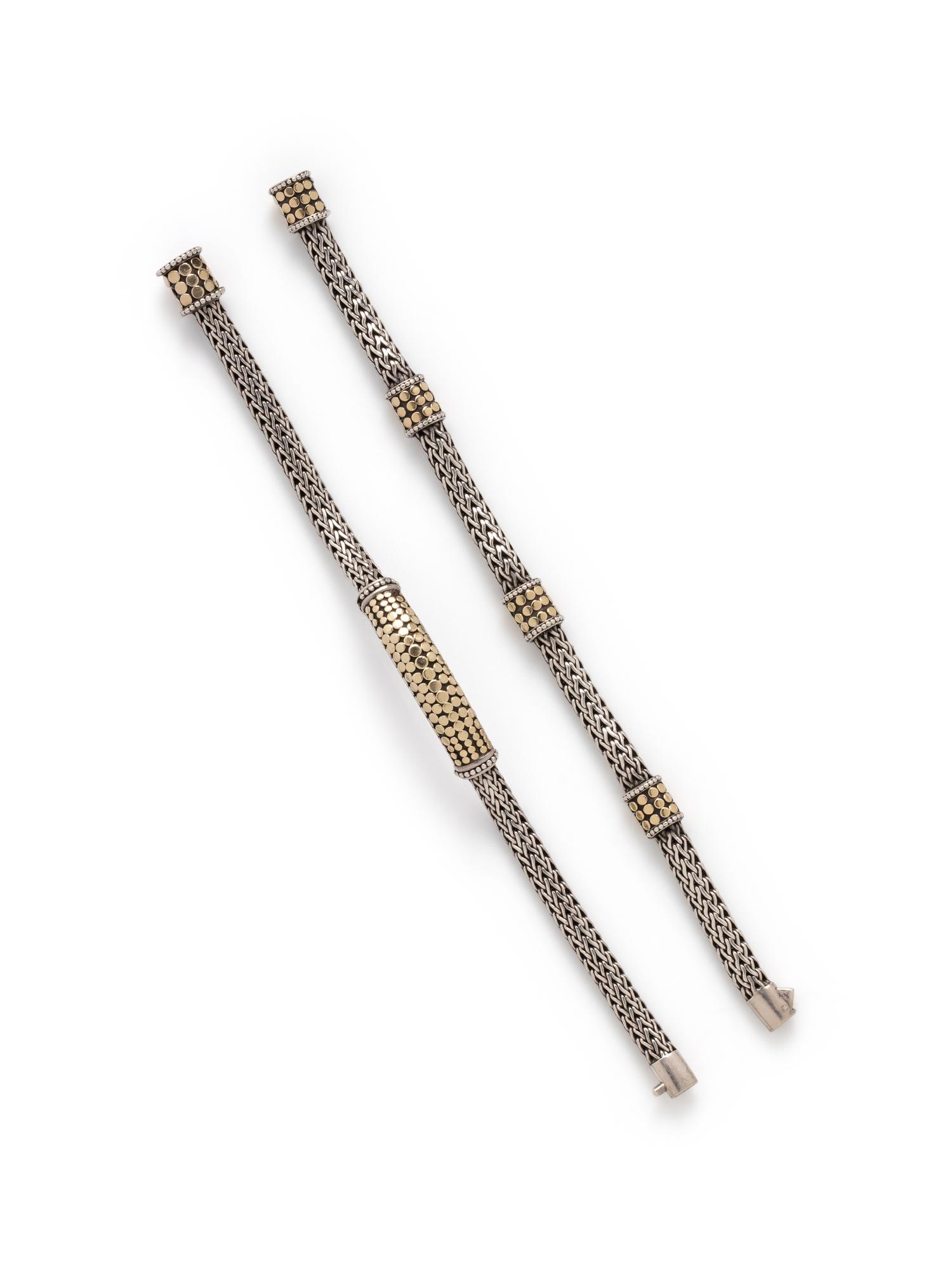 COLLECTION OF JOHN HARDY, STERLING SILVER AND YELLOW GOLD BRACELETS