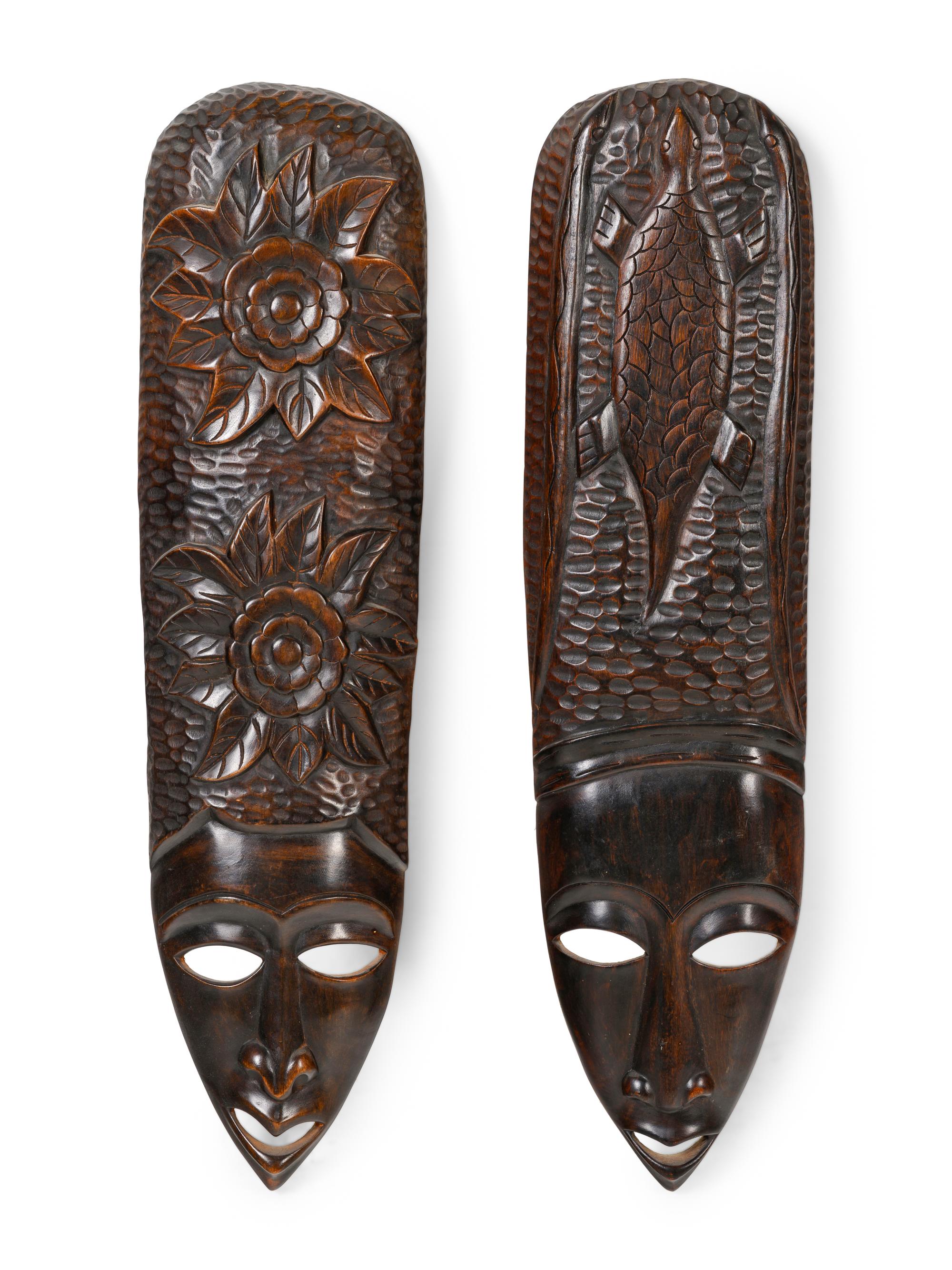 A Pair of African Carved Wood Masks