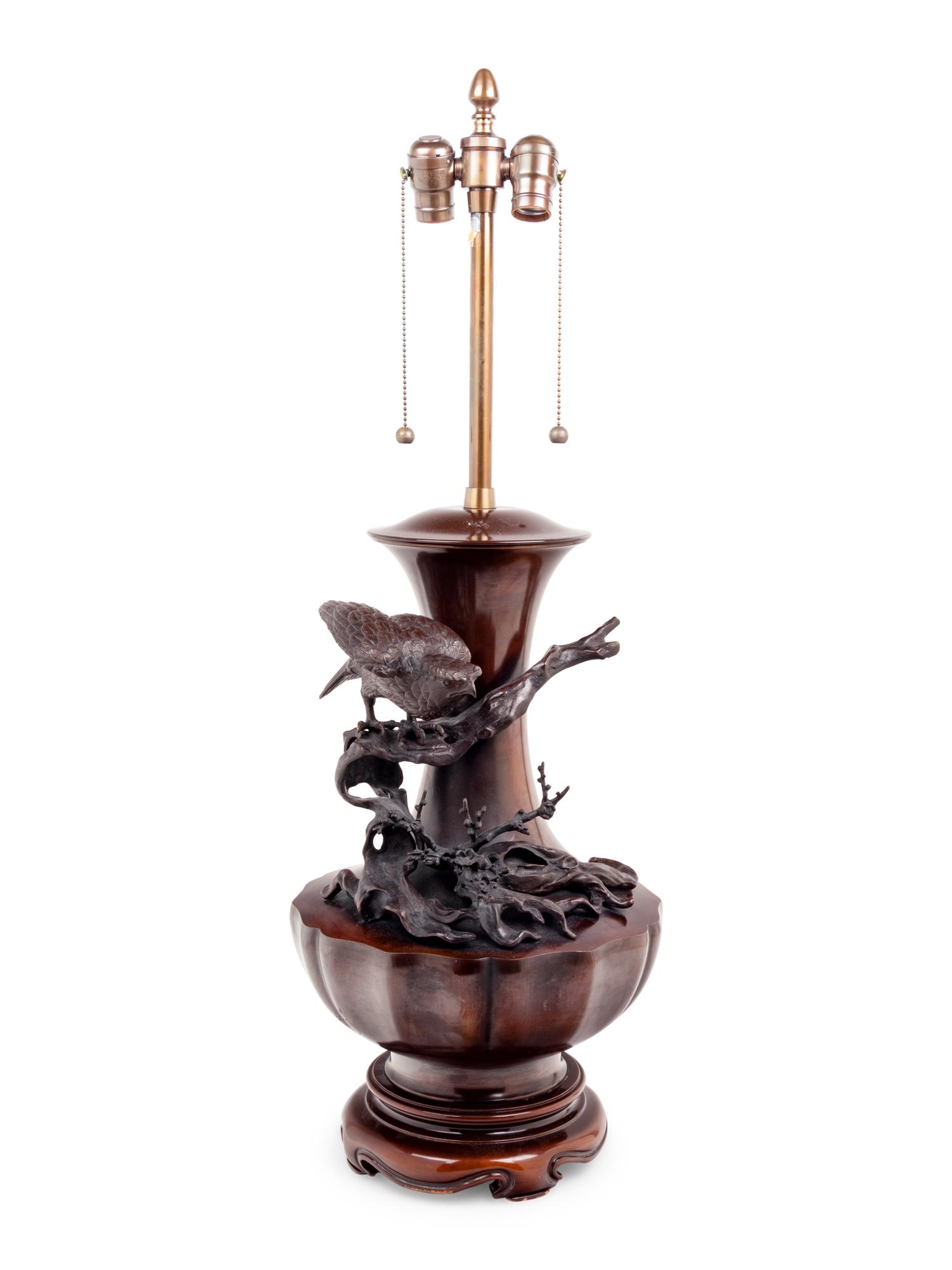 A Japanese Bronze Vase Mounted as a Lamp