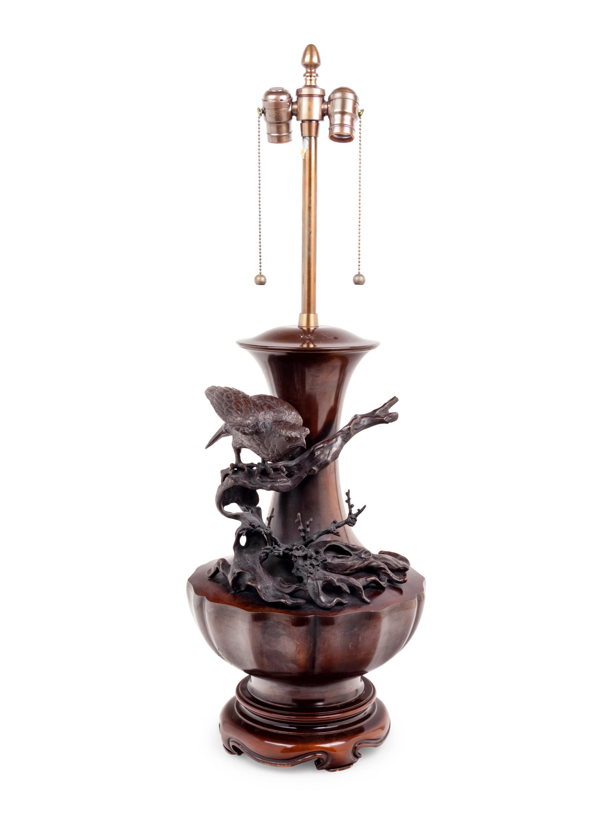 A Japanese Bronze Vase Mounted as a Lamp