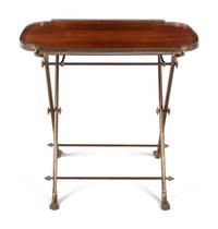 A French Brass and Mahogany Butler's Tray Table
