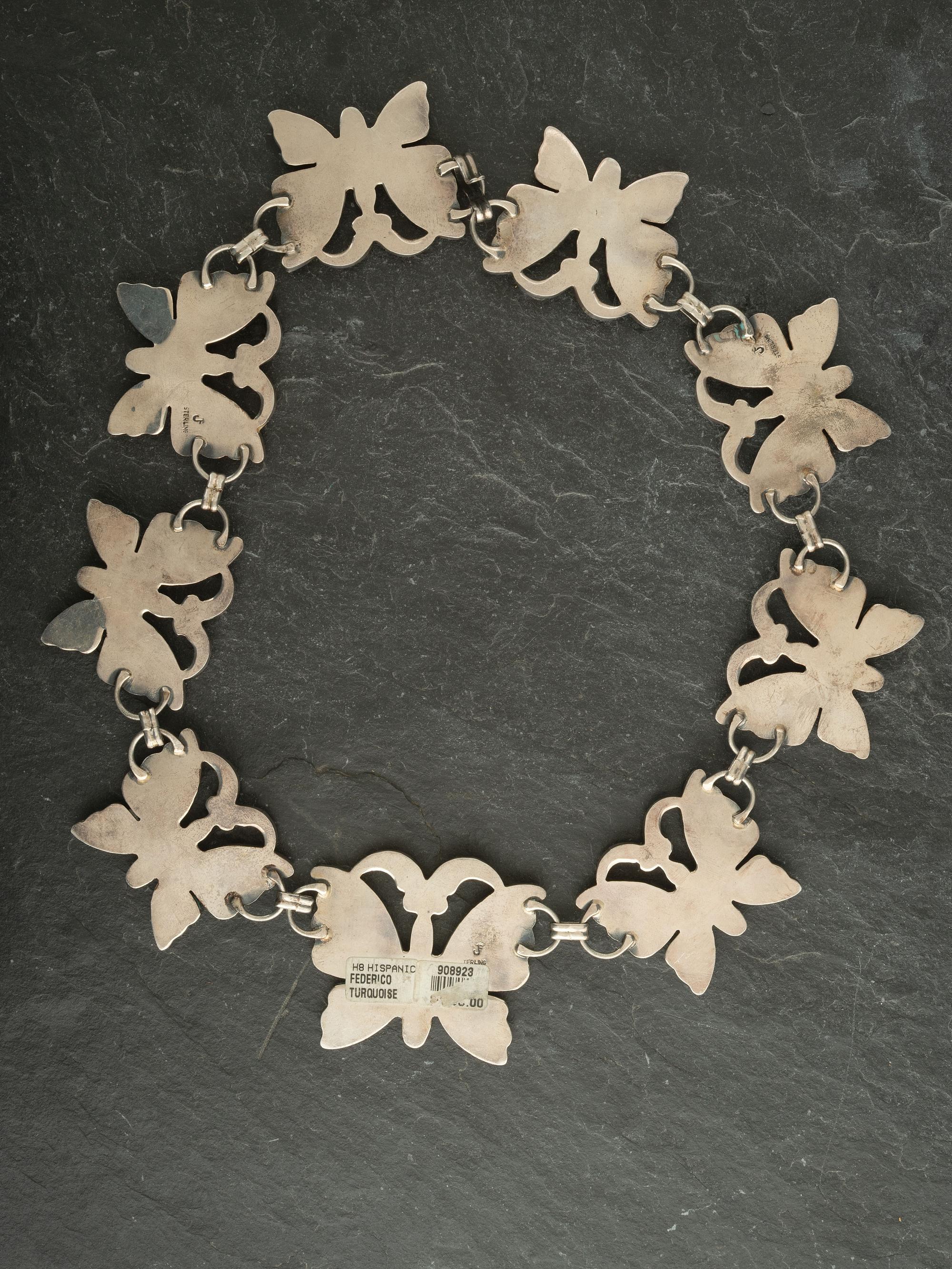 Sterling Silver and Mosaic Inlay Butterfly Necklace