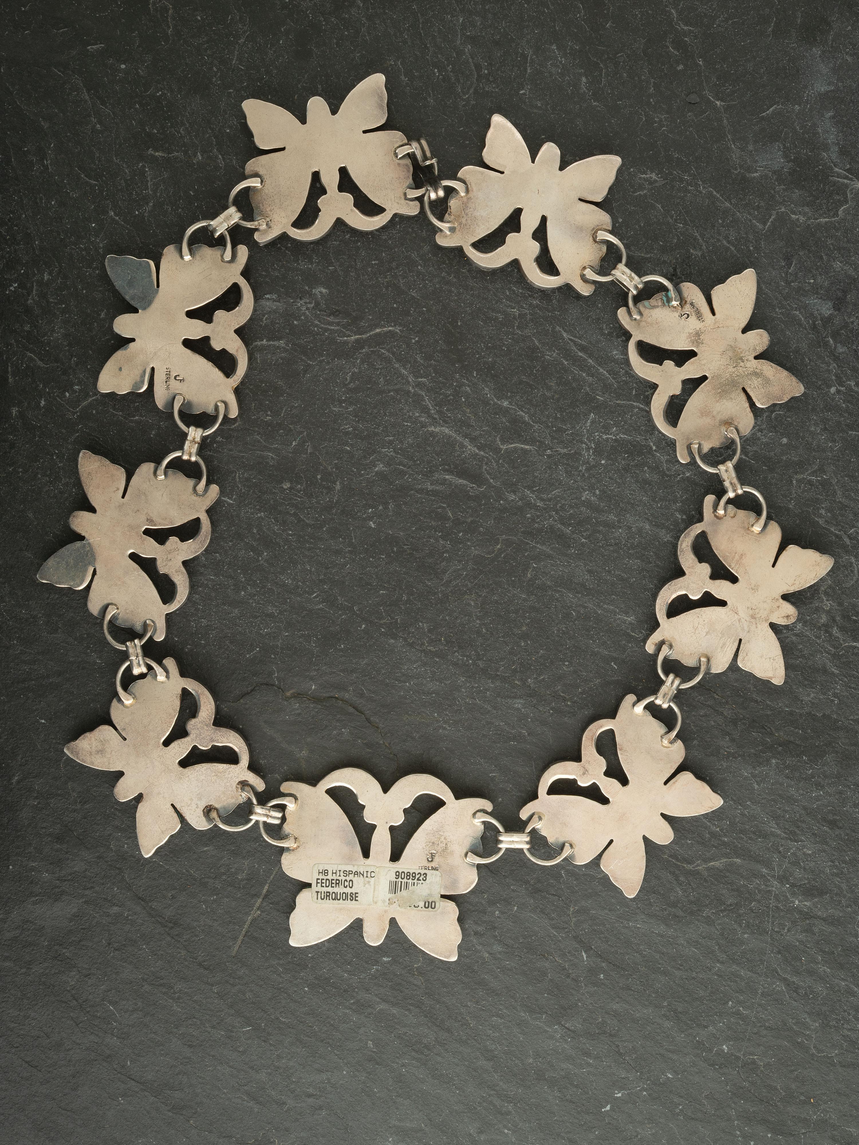 Sterling Silver and Mosaic Inlay Butterfly Necklace