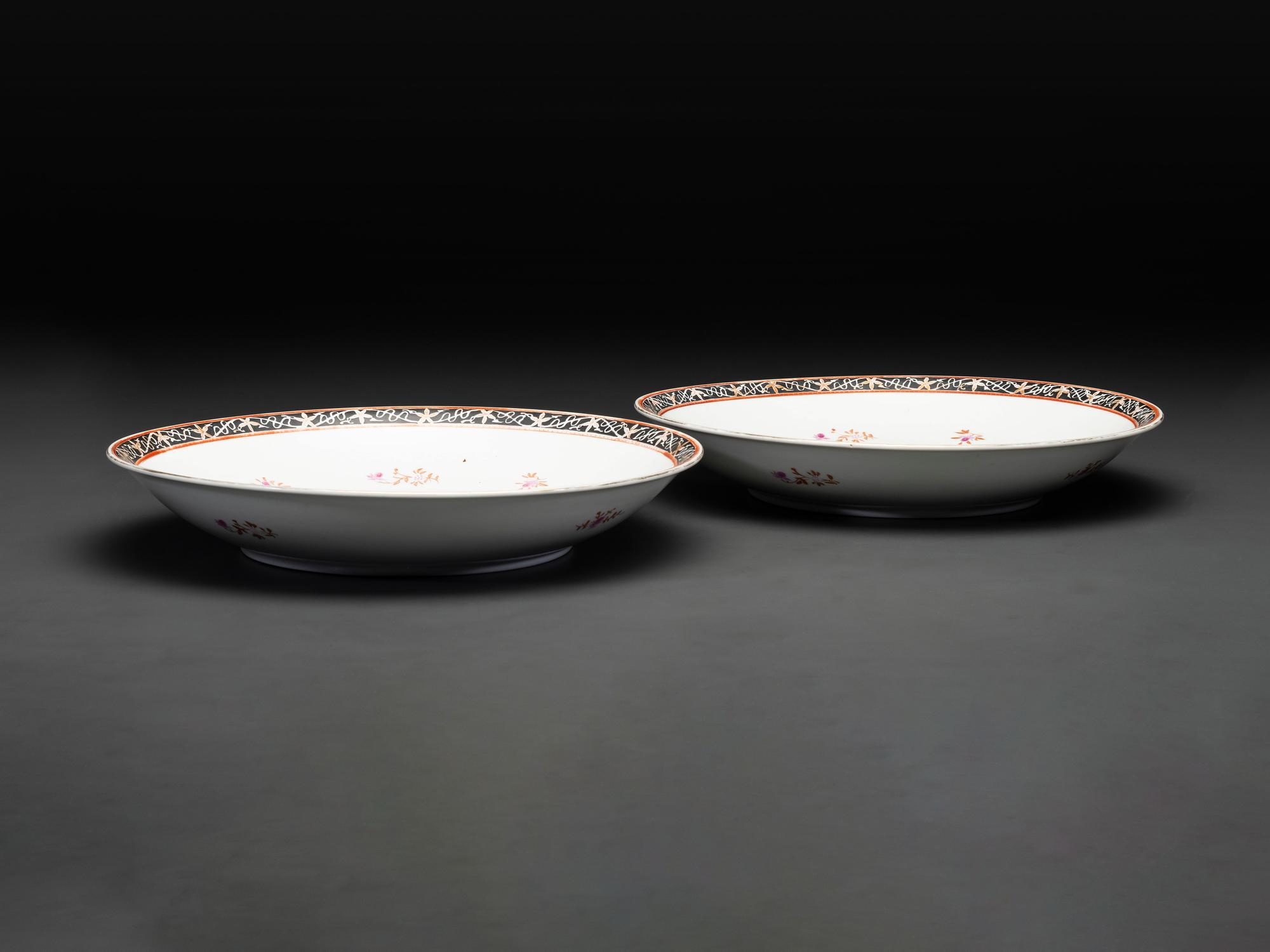 A Pair of Chinese Export American Market Porcelain Chargers