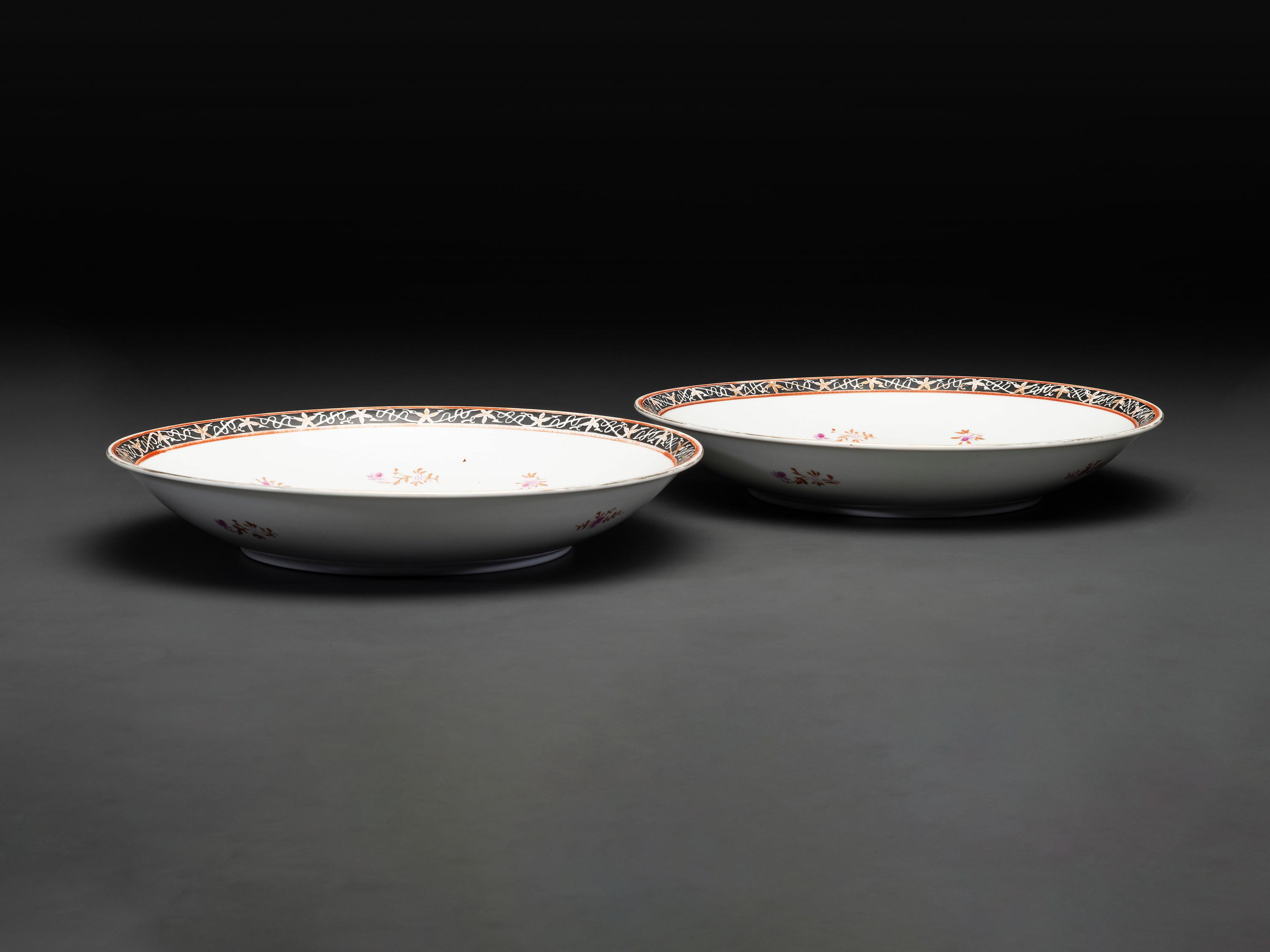 A Pair of Chinese Export American Market Porcelain Chargers