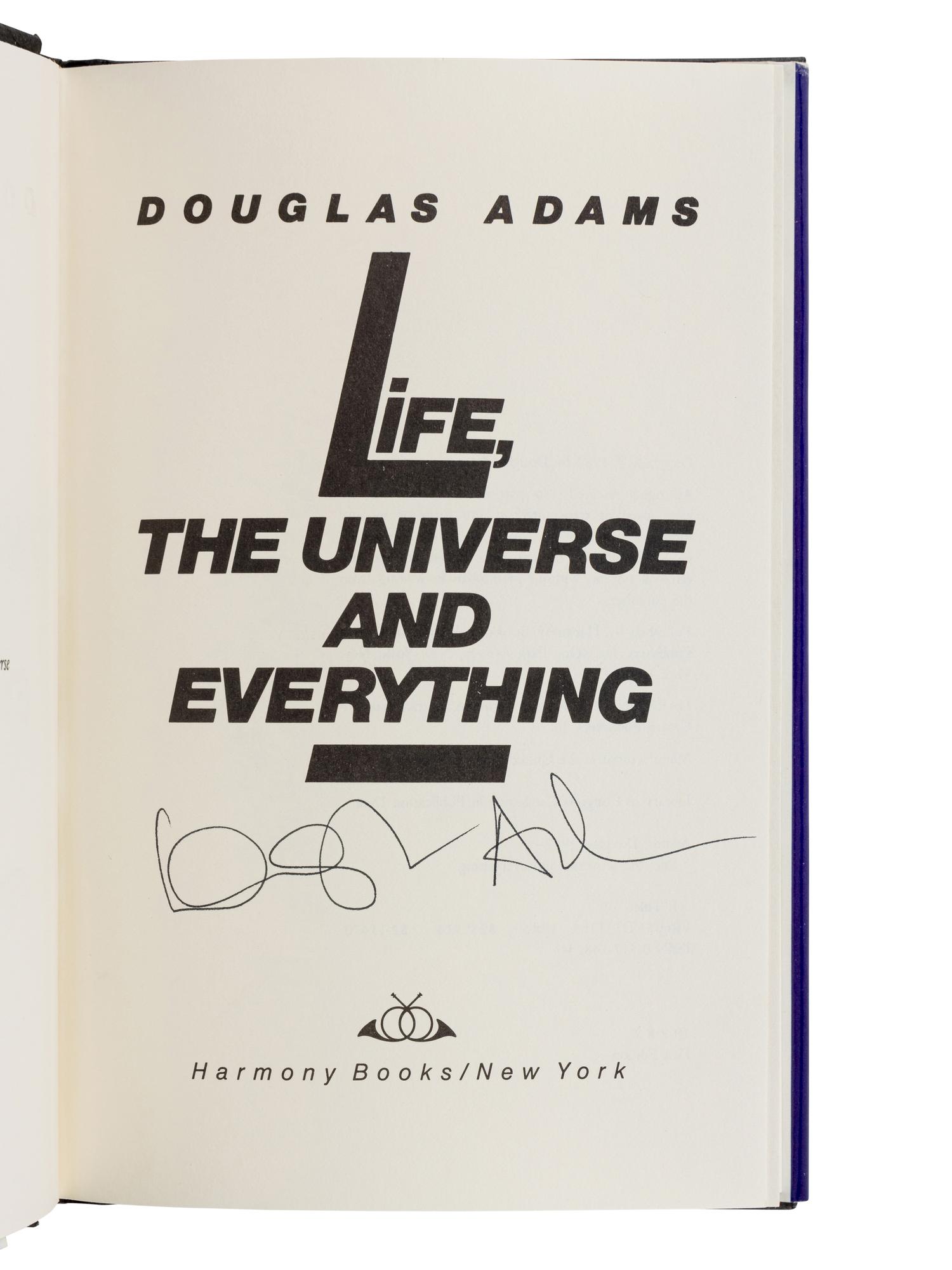 ADAMS, Douglas (1952-2001). A group of 5 SIGNED FIRST EDITION novels by Adams, including 4 books from the Hitchhiker’s Guide series, comprising: