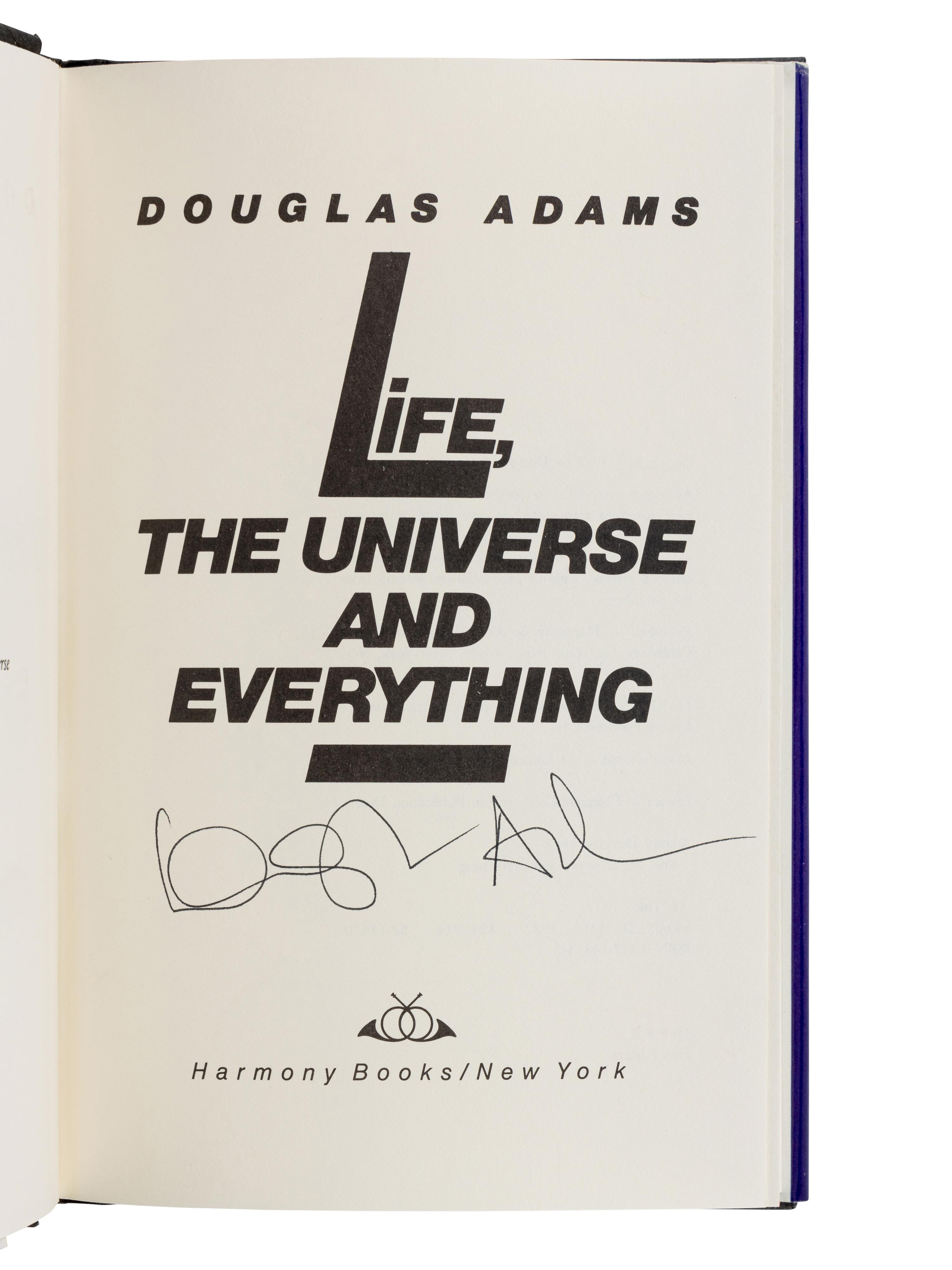 ADAMS, Douglas (1952-2001). A group of 5 SIGNED FIRST EDITION novels by Adams, including 4 books from the Hitchhiker’s Guide series, comprising: