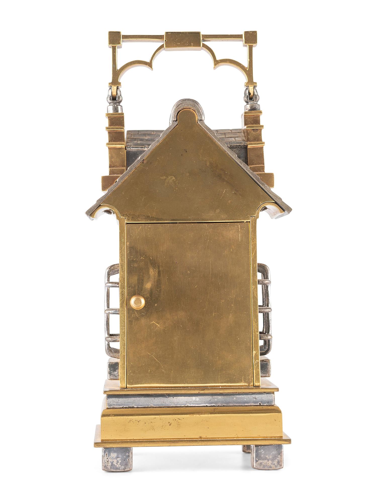 A French Gilt and Silvered Ormolu Gothic-Style Carriage Clock