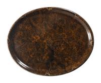 A Faux Bois and Parcel Gilt Papier-Mâché Tray on Stand
