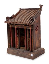 A Chinese Carved and Painted Wood Shrine