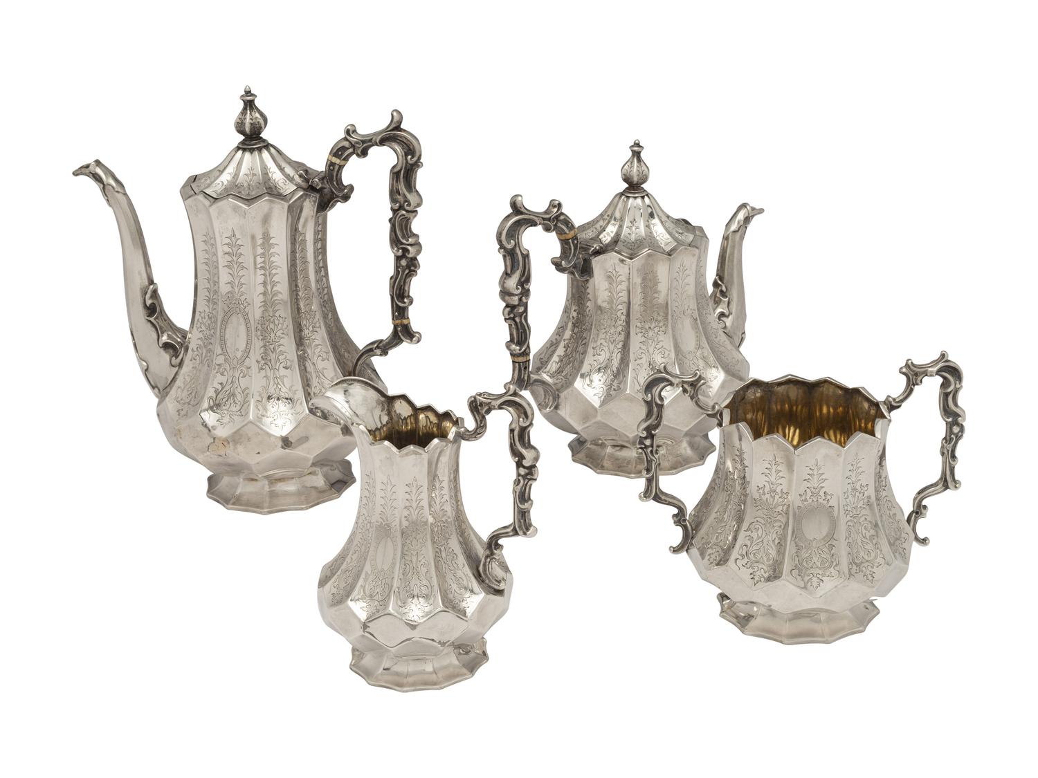 A Victorian Silver Four-Piece Coffee and Tea Service
