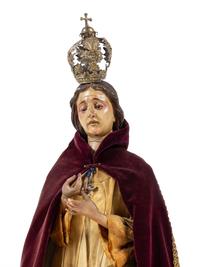 A Continental Painted Figure of a Saint