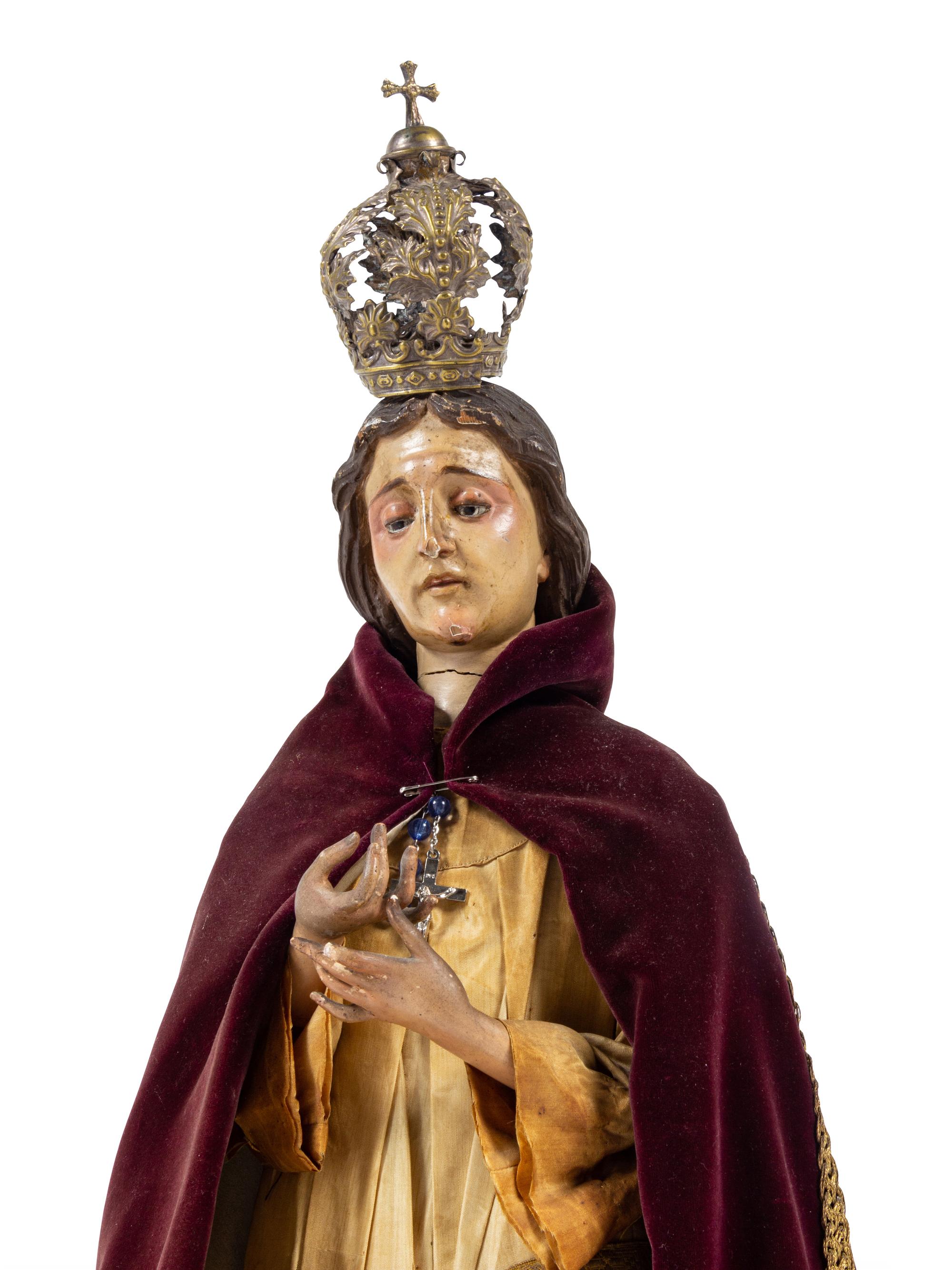 A Continental Painted Figure of a Saint