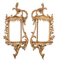 A Pair of Chinese Chippendale Style Giltwood Wall Brackets