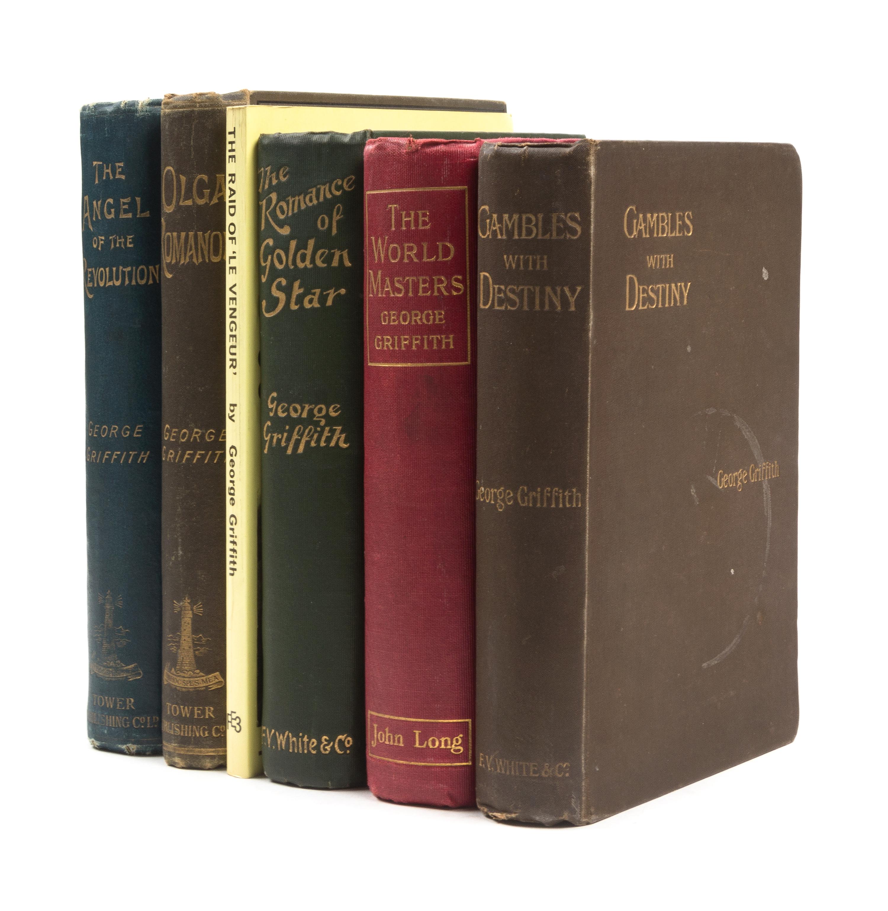 GRIFFITH, George (1857-1906). A group of 6 works by George Griffith, most FIRST EDITIONS, original publisher's cloth.