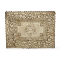 Three Spanish Colonial silver repoussé rectangular sideboard dishes Possibly Potosi, Bolivia, early 18th century